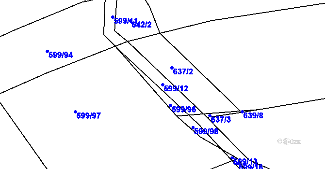 Parcela st. 599/12 v KÚ Bečice, Katastrální mapa