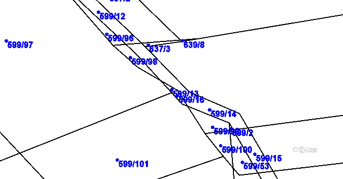 Parcela st. 599/13 v KÚ Bečice, Katastrální mapa
