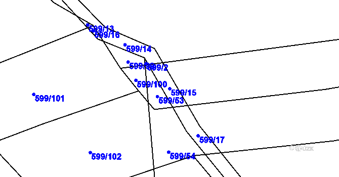 Parcela st. 599/15 v KÚ Bečice, Katastrální mapa
