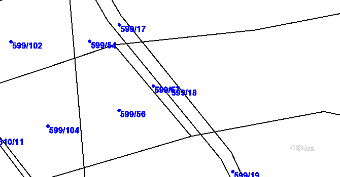 Parcela st. 599/18 v KÚ Bečice, Katastrální mapa