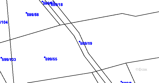 Parcela st. 599/19 v KÚ Bečice, Katastrální mapa
