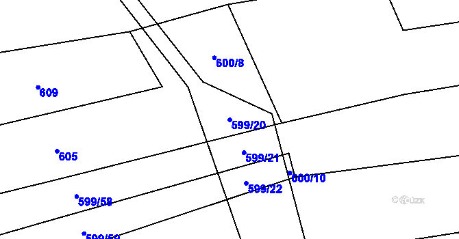 Parcela st. 599/20 v KÚ Bečice, Katastrální mapa