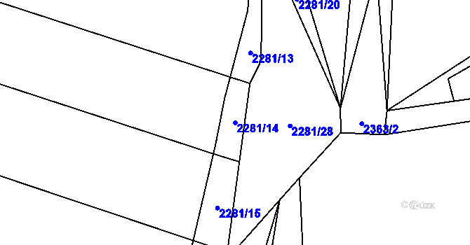 Parcela st. 2281/14 v KÚ Bečice, Katastrální mapa