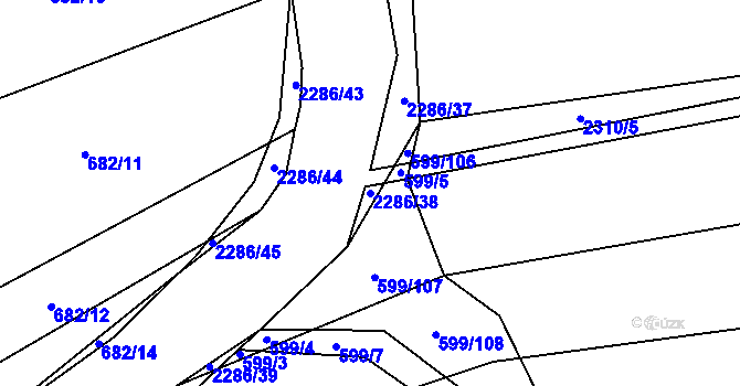 Parcela st. 2286/38 v KÚ Bečice, Katastrální mapa