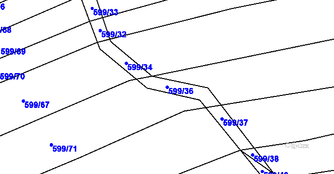 Parcela st. 599/36 v KÚ Bečice, Katastrální mapa