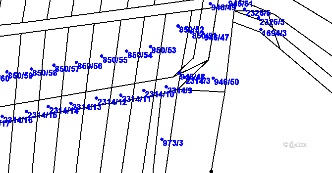 Parcela st. 2314/9 v KÚ Bečice, Katastrální mapa