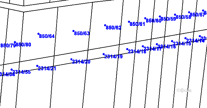 Parcela st. 2314/19 v KÚ Bečice, Katastrální mapa