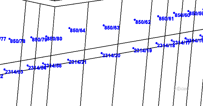 Parcela st. 2314/20 v KÚ Bečice, Katastrální mapa