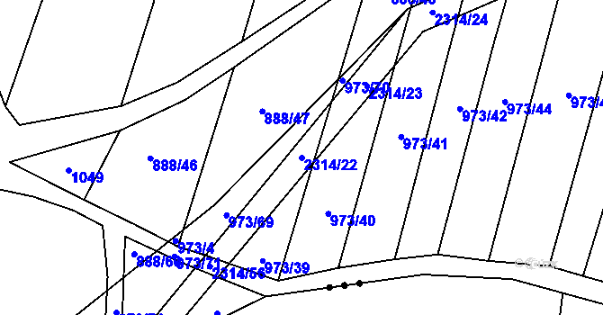 Parcela st. 2314/22 v KÚ Bečice, Katastrální mapa