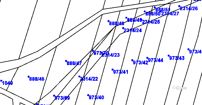 Parcela st. 2314/23 v KÚ Bečice, Katastrální mapa