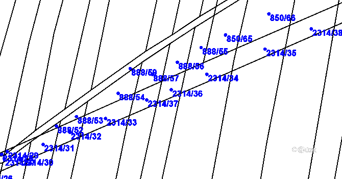 Parcela st. 2314/36 v KÚ Bečice, Katastrální mapa