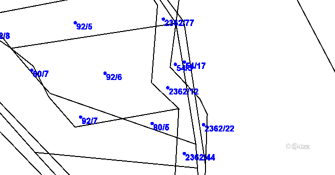 Parcela st. 2362/12 v KÚ Bečice, Katastrální mapa
