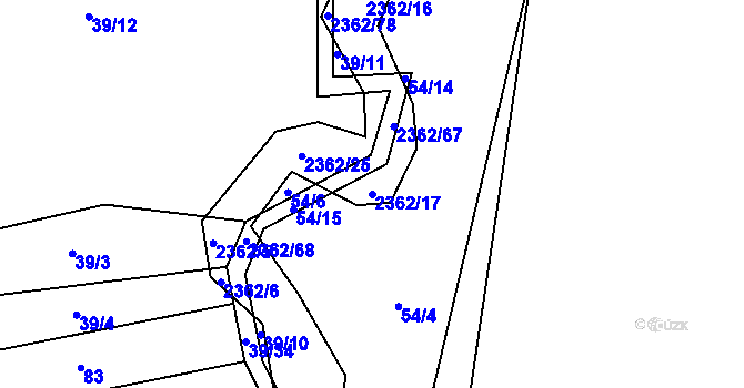 Parcela st. 2362/17 v KÚ Bečice, Katastrální mapa