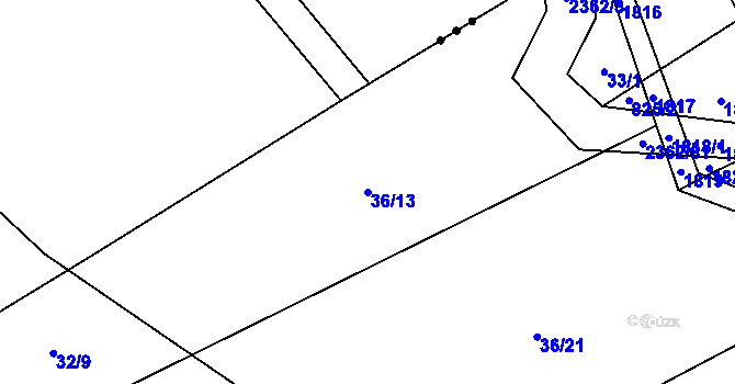 Parcela st. 36/13 v KÚ Bečice, Katastrální mapa