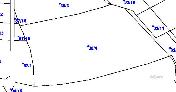 Parcela st. 38/4 v KÚ Bečice, Katastrální mapa