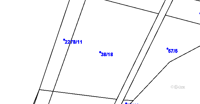 Parcela st. 38/18 v KÚ Bečice, Katastrální mapa