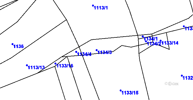 Parcela st. 1134/3 v KÚ Bečice, Katastrální mapa