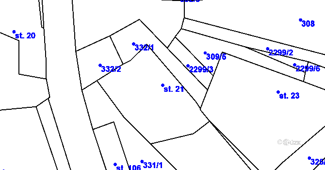 Parcela st. 21 v KÚ Bečice, Katastrální mapa