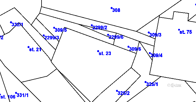 Parcela st. 23 v KÚ Bečice, Katastrální mapa