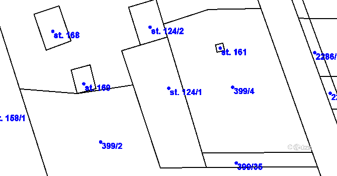 Parcela st. 124/1 v KÚ Bečice, Katastrální mapa