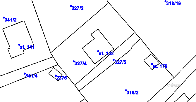 Parcela st. 142 v KÚ Bečice, Katastrální mapa
