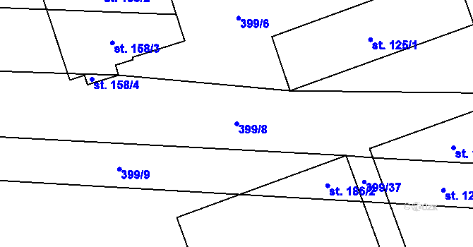 Parcela st. 399/8 v KÚ Bečice, Katastrální mapa