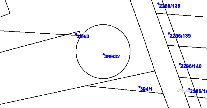 Parcela st. 399/32 v KÚ Bečice, Katastrální mapa