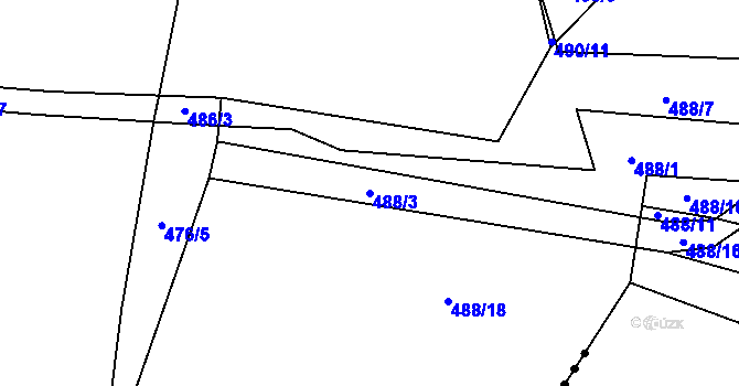 Parcela st. 488/3 v KÚ Bečice, Katastrální mapa