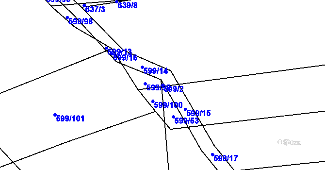 Parcela st. 599/2 v KÚ Bečice, Katastrální mapa