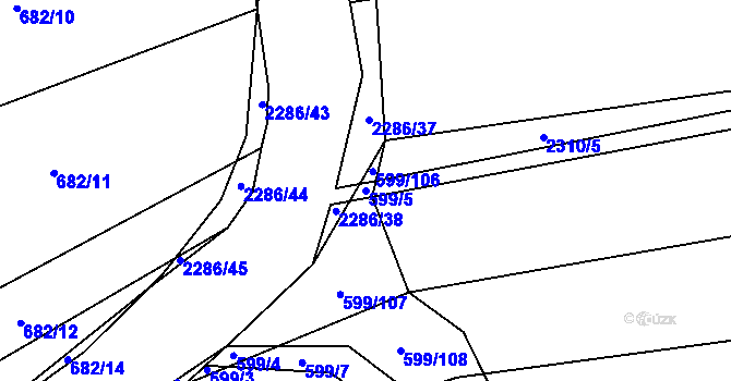 Parcela st. 599/5 v KÚ Bečice, Katastrální mapa
