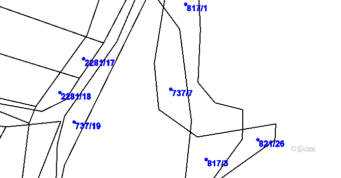 Parcela st. 737/7 v KÚ Bečice, Katastrální mapa