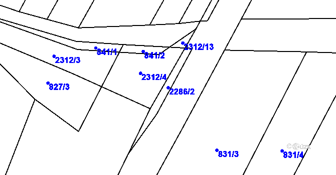 Parcela st. 2286/2 v KÚ Bečice, Katastrální mapa