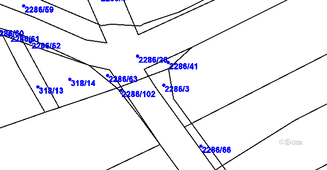 Parcela st. 2286/3 v KÚ Bečice, Katastrální mapa