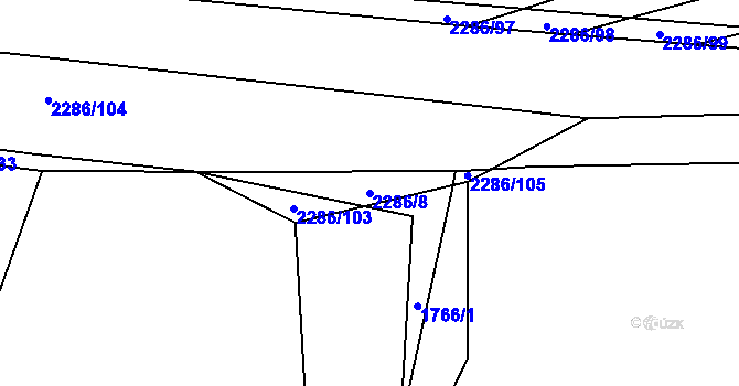 Parcela st. 2286/8 v KÚ Bečice, Katastrální mapa