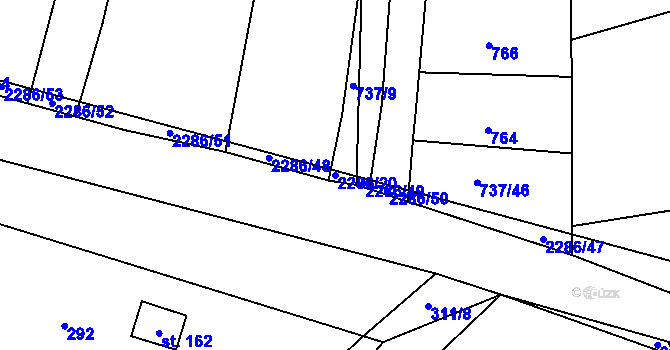 Parcela st. 2286/20 v KÚ Bečice, Katastrální mapa