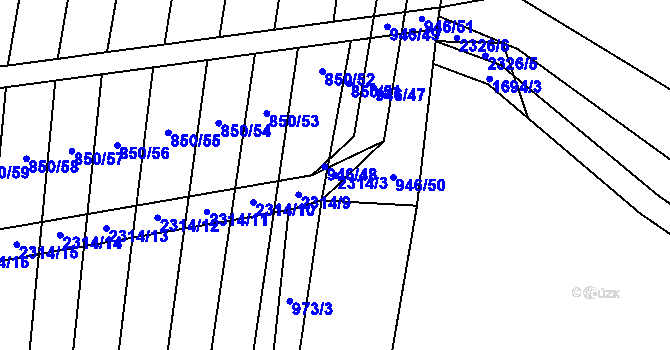 Parcela st. 2314/3 v KÚ Bečice, Katastrální mapa