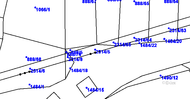 Parcela st. 2314/5 v KÚ Bečice, Katastrální mapa