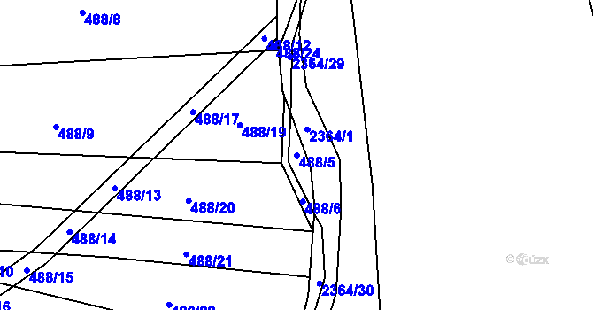 Parcela st. 488/5 v KÚ Bečice, Katastrální mapa