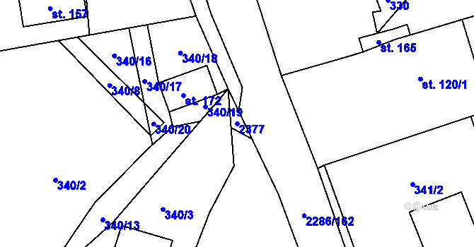 Parcela st. 2377 v KÚ Bečice, Katastrální mapa