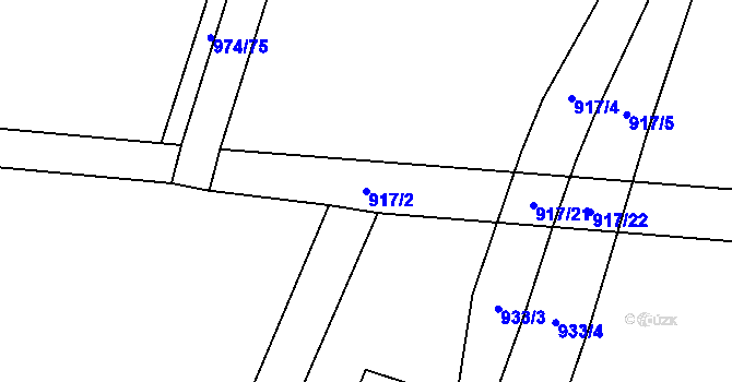 Parcela st. 917/2 v KÚ Hartmanice u Žimutic, Katastrální mapa