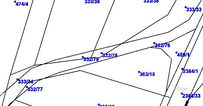 Parcela st. 332/78 v KÚ Hartmanice u Žimutic, Katastrální mapa