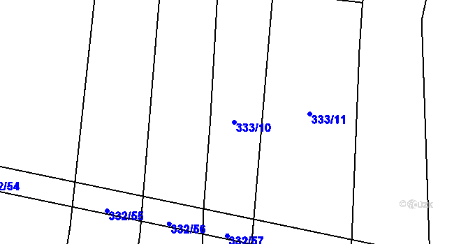Parcela st. 333/10 v KÚ Hartmanice u Žimutic, Katastrální mapa