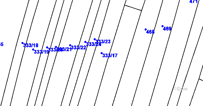 Parcela st. 333/17 v KÚ Hartmanice u Žimutic, Katastrální mapa