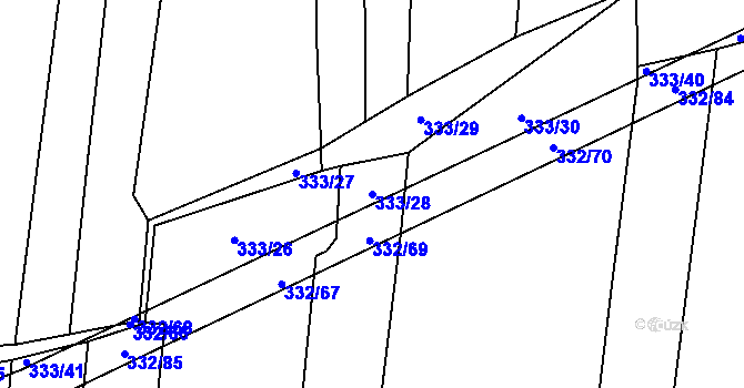 Parcela st. 333/28 v KÚ Hartmanice u Žimutic, Katastrální mapa