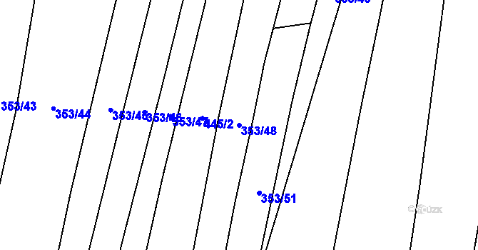 Parcela st. 353/48 v KÚ Hartmanice u Žimutic, Katastrální mapa