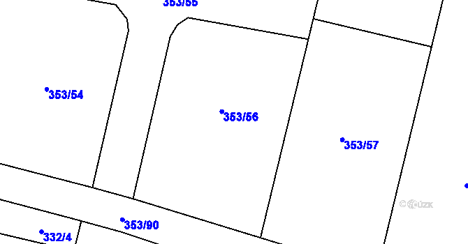 Parcela st. 353/56 v KÚ Hartmanice u Žimutic, Katastrální mapa