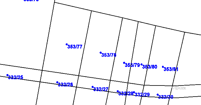 Parcela st. 353/78 v KÚ Hartmanice u Žimutic, Katastrální mapa