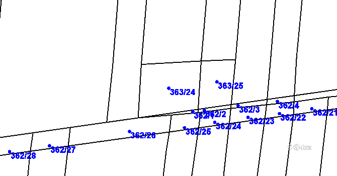 Parcela st. 363/24 v KÚ Hartmanice u Žimutic, Katastrální mapa