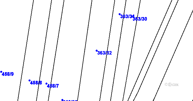 Parcela st. 363/32 v KÚ Hartmanice u Žimutic, Katastrální mapa