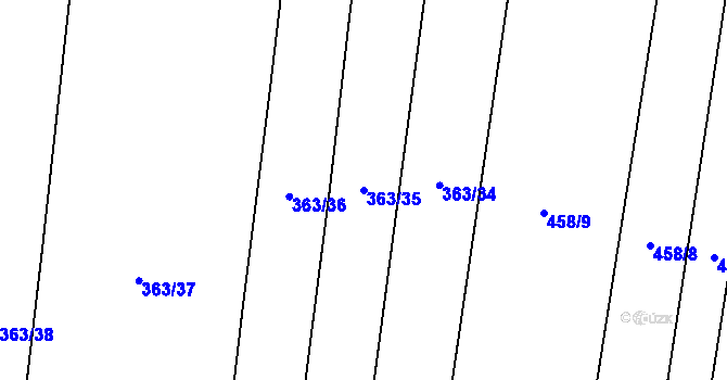 Parcela st. 363/35 v KÚ Hartmanice u Žimutic, Katastrální mapa